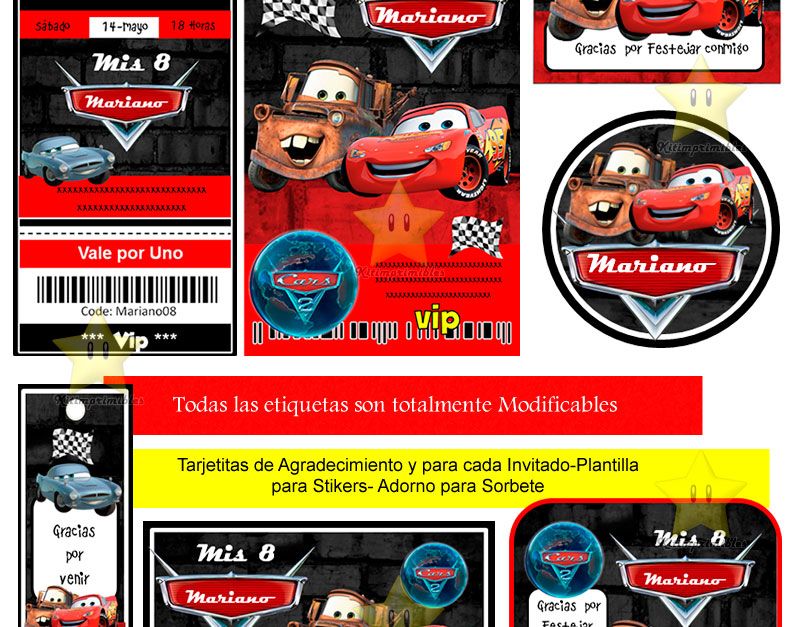 Kit Imprimible Candy Bar Golosinas De Cars Tita Yapa Y Mas kit